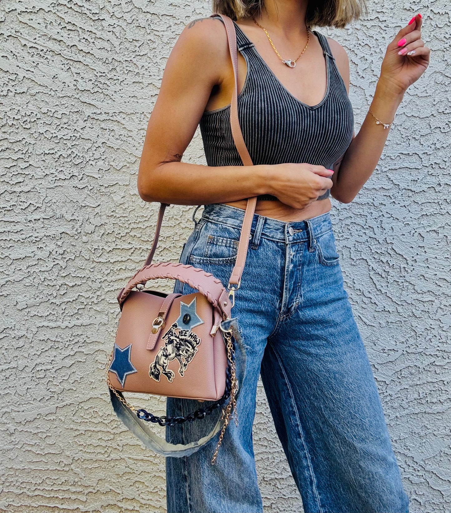 SM- Denim Rodeo babe-button￼ *MINI TOMBSTONE*