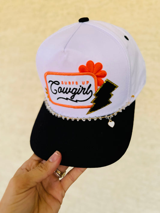 CM CO. Surfs up cowgirl and heart charm vintage Trucker