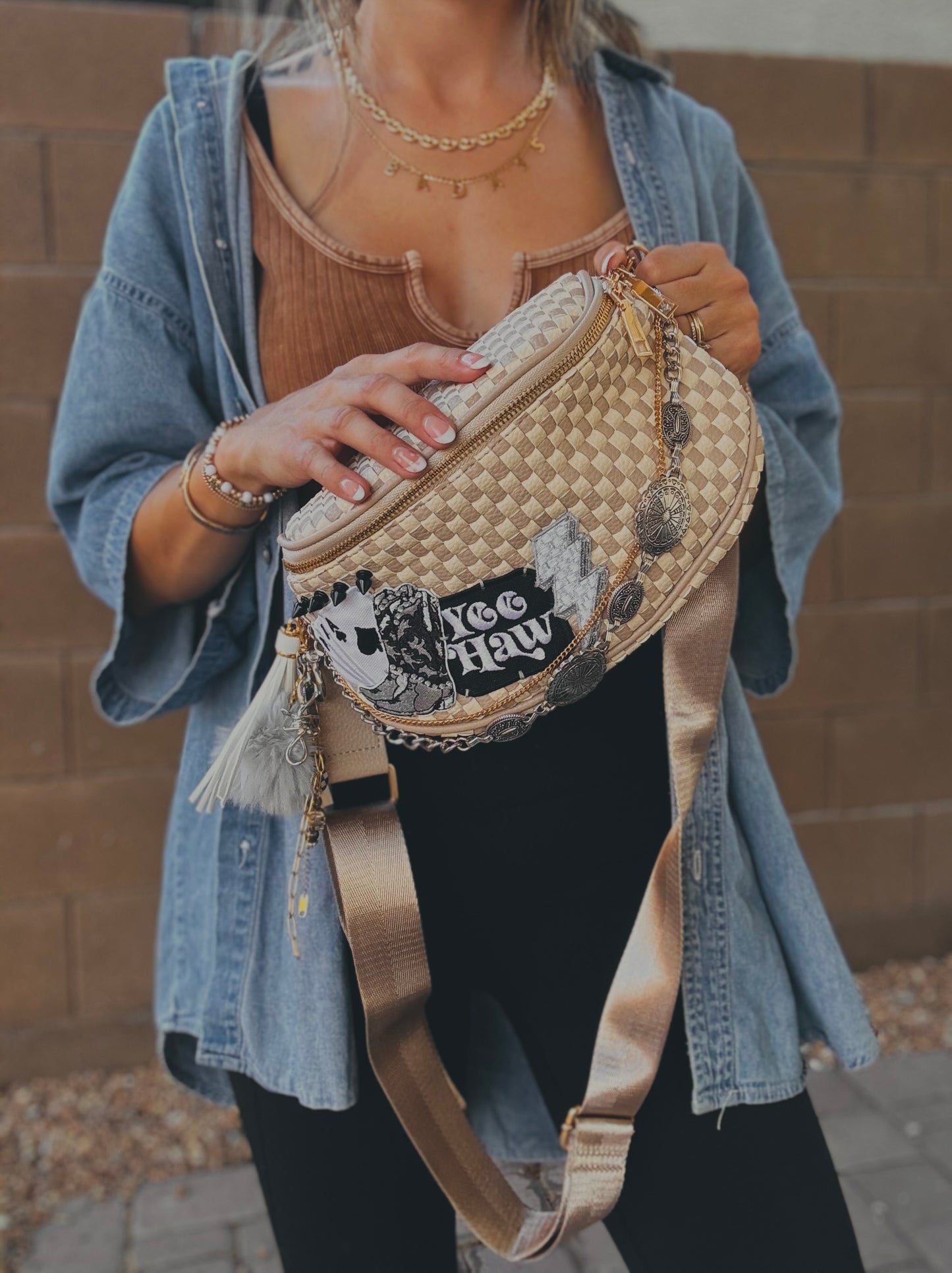 FC-Yee has silver babe +handmade charms checkered OG+PHOENIX BAG
