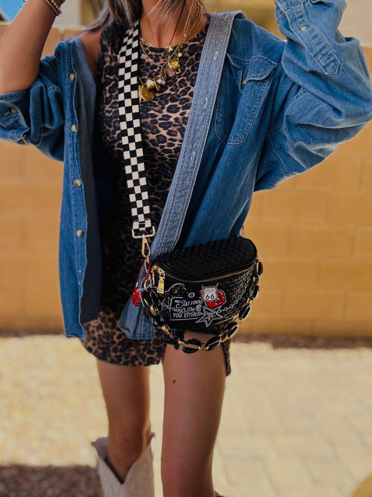 LF-my tattoos don’t like you either, route 66 charm +added checkered strap +black OG+PHOENIX BAG
