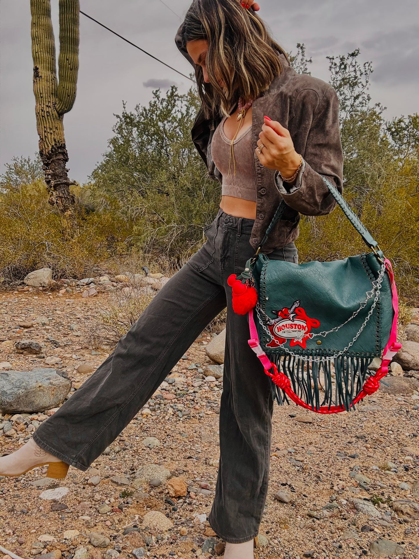 XO-Houston in the problem red bombshell- crossbody strap included** The Jerome**
