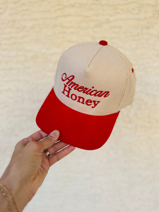 VT- AMERICAN HONEY red Premium Corduroy vintage SnapBack