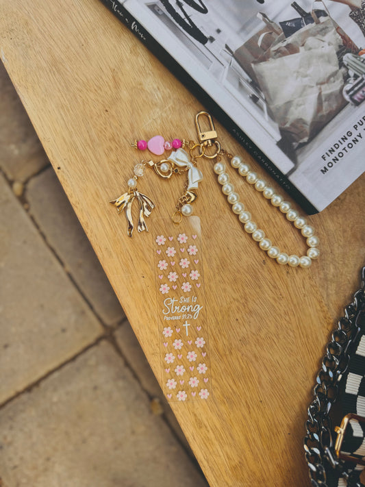 BBC-BIBLE VERSE +hand beaded+she is strong proverbs 