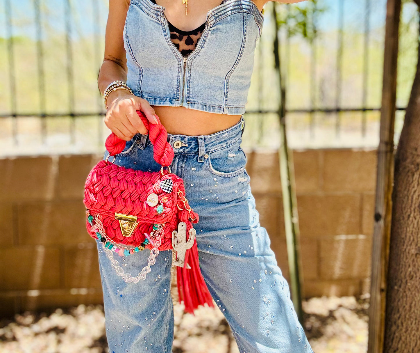 RG- bright pink cowhide Saguaro￼+ THE SERENA (medium bag)