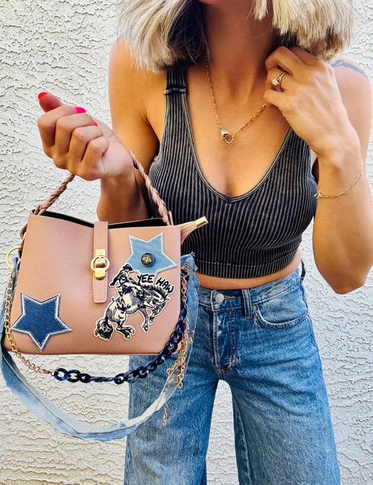 SM- Denim Rodeo babe-button￼ *MINI TOMBSTONE*