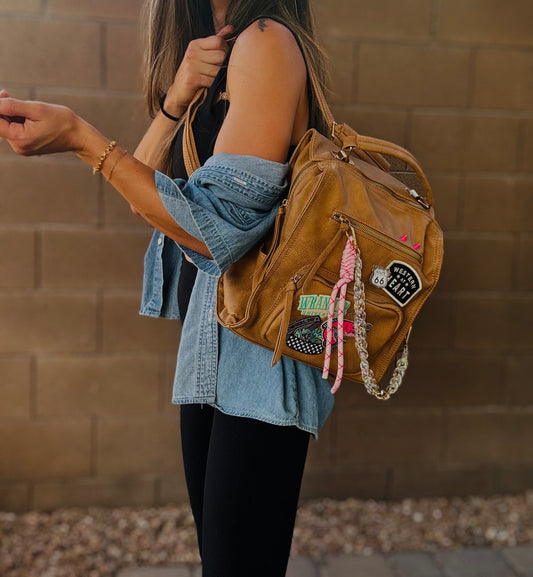HA- western at heart wrangle turquoise babe  -tan  *PAYSON BAG**