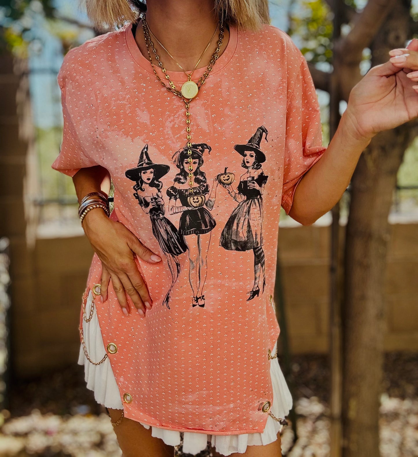 MD-vintage witchy women - DAD TEE LARGE original length with seem off