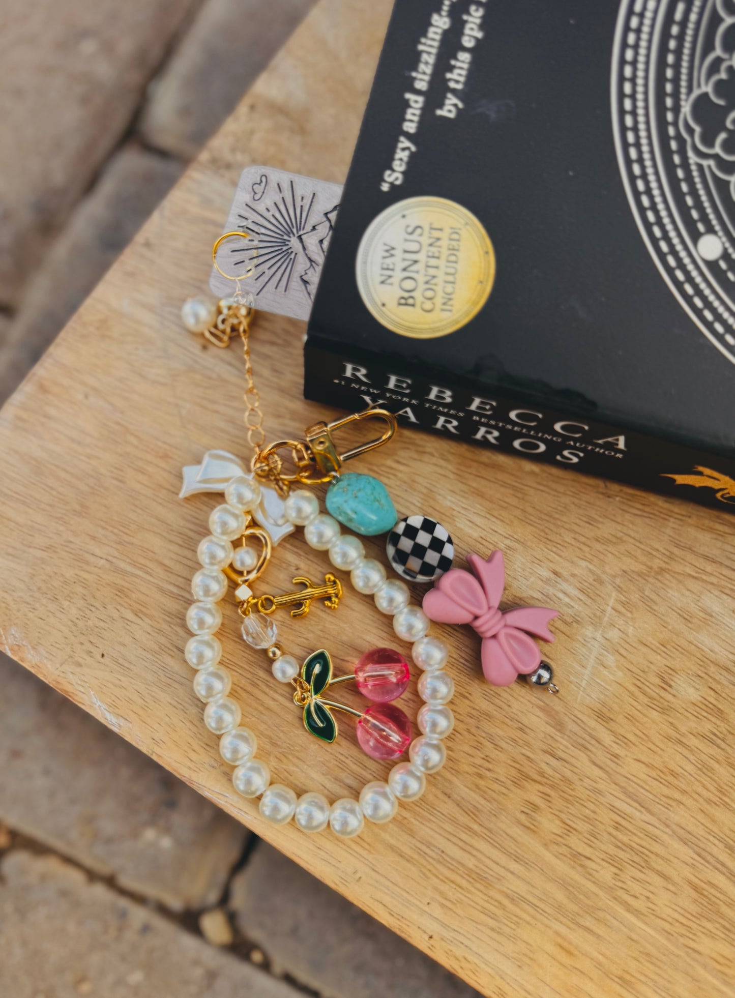 BBC-happiness is a cup of coffee and a good book+ pink bow hand beaded