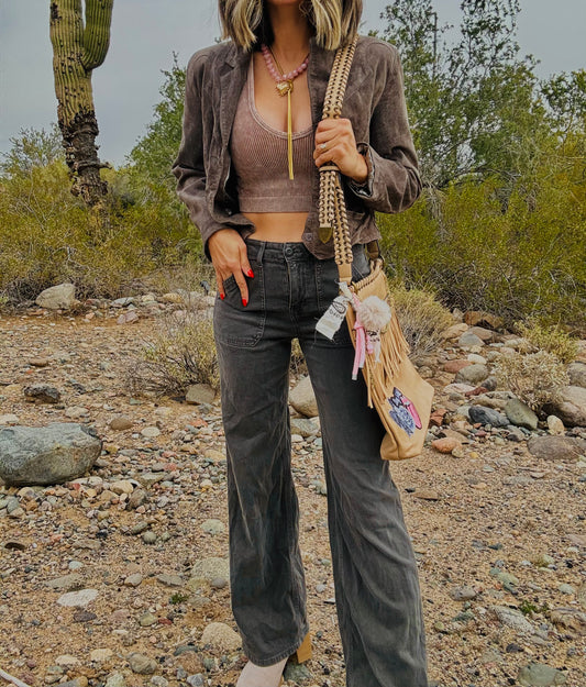 XO-day you deserve pink+- WICKENBURG FRINGE +buckle CROSSBODY