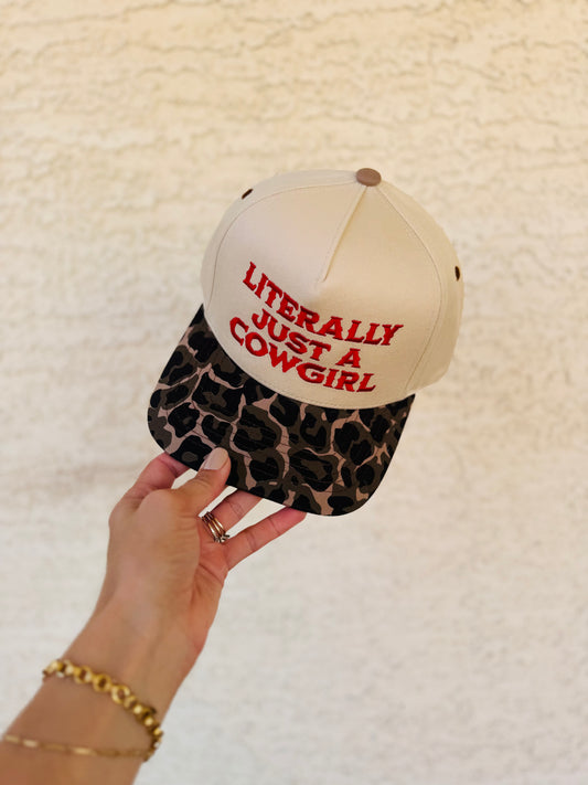 VT- literally just a cowgirl cheetah red Premium vintage SnapBack