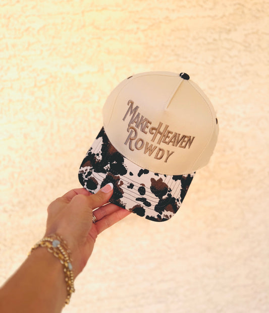 VT- make heaven rowdy +cowprint Premium vintage SnapBack