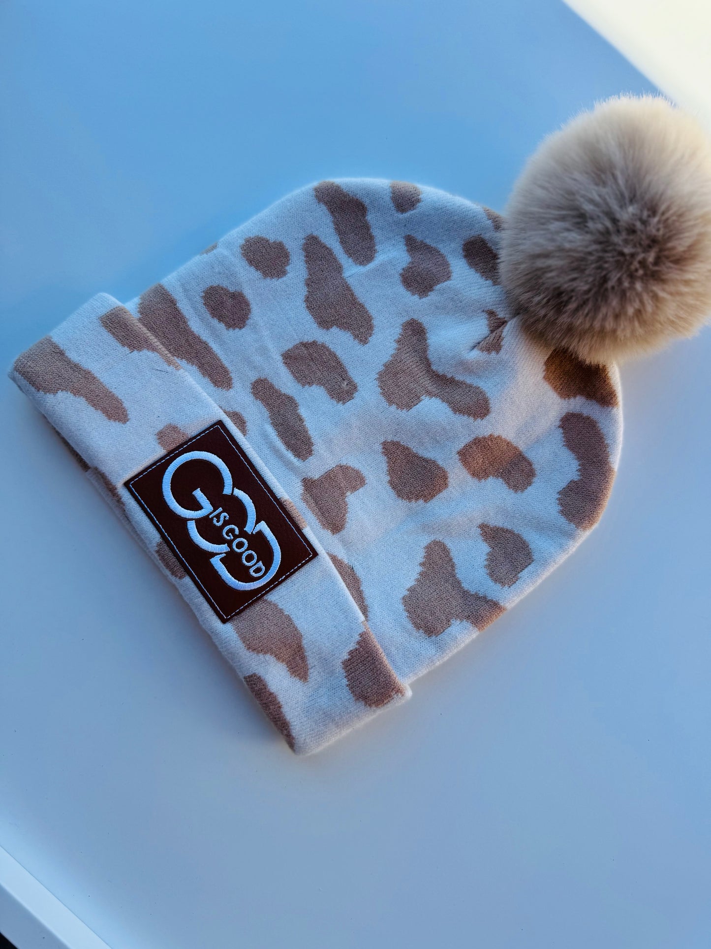 Bfs- tan cow beanie god is good