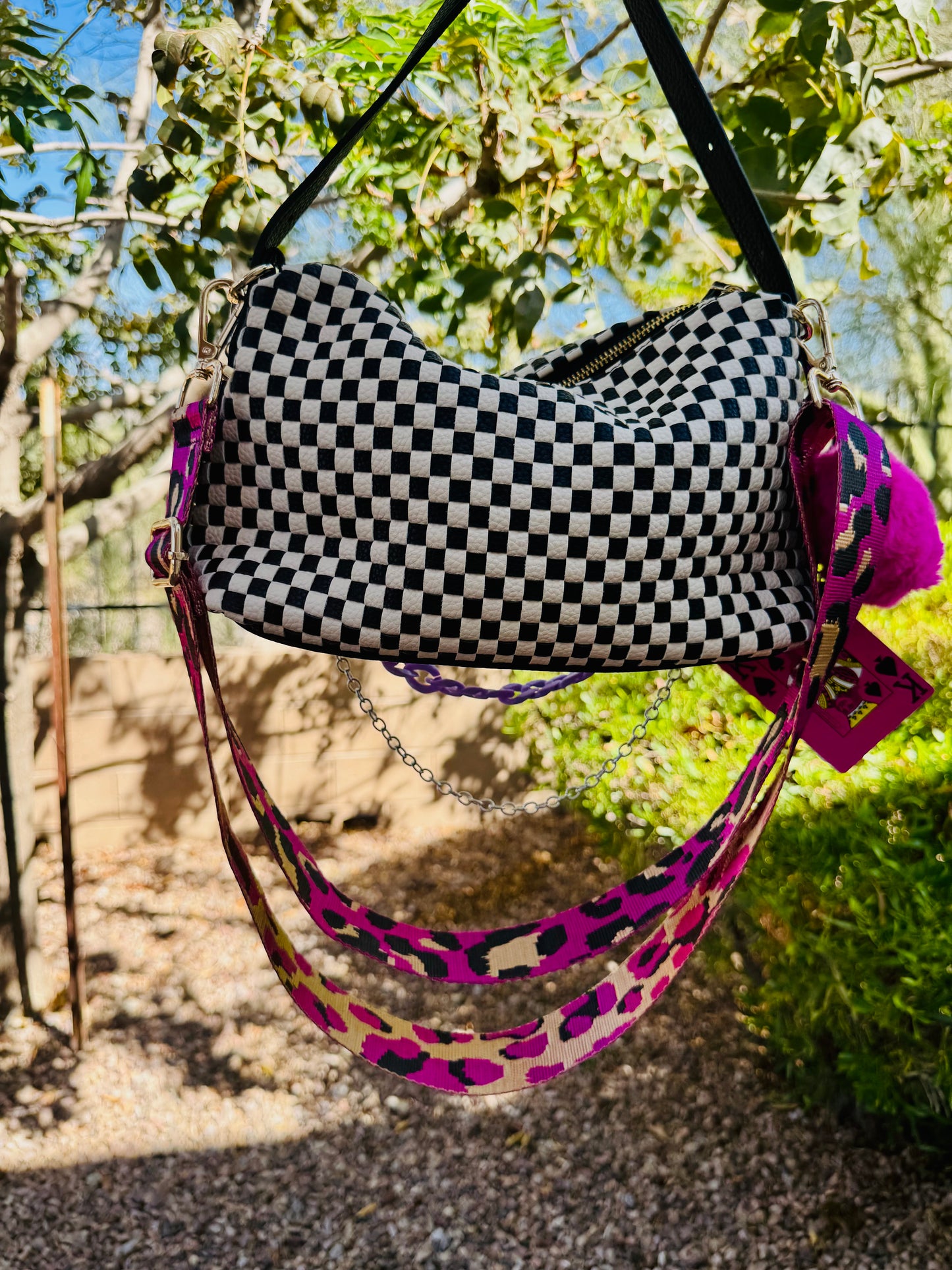 CD- Black and white neon bombshell bag+ Gilbert bag 3 straps included