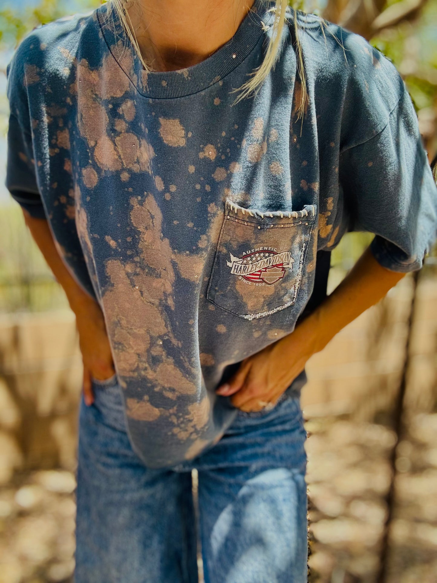 HD-AUTH TAG VINTAGE HD STITCH POCKET AMERICAN FLAG  - MENS LARGE