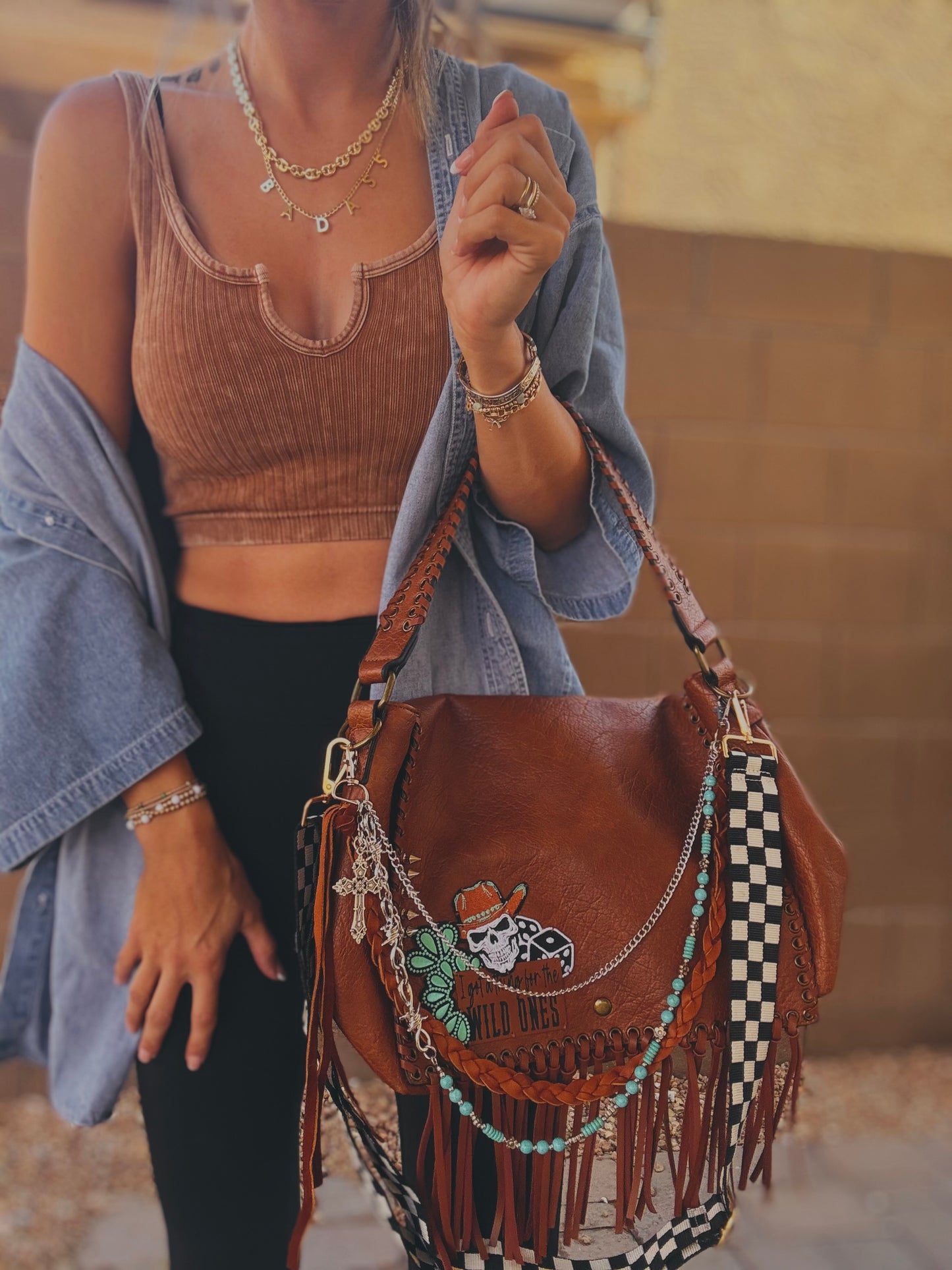 FC-wild ones turquoise skull* - crossbody strap included** The Jerome**