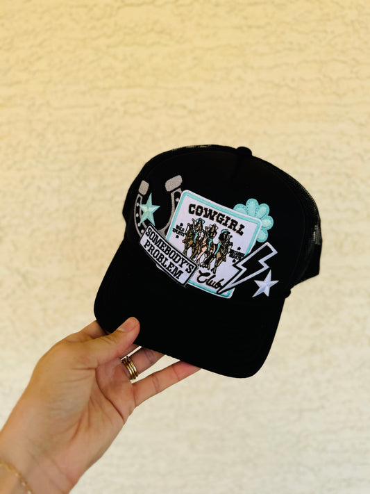 8- cowgirl club Teal and Black