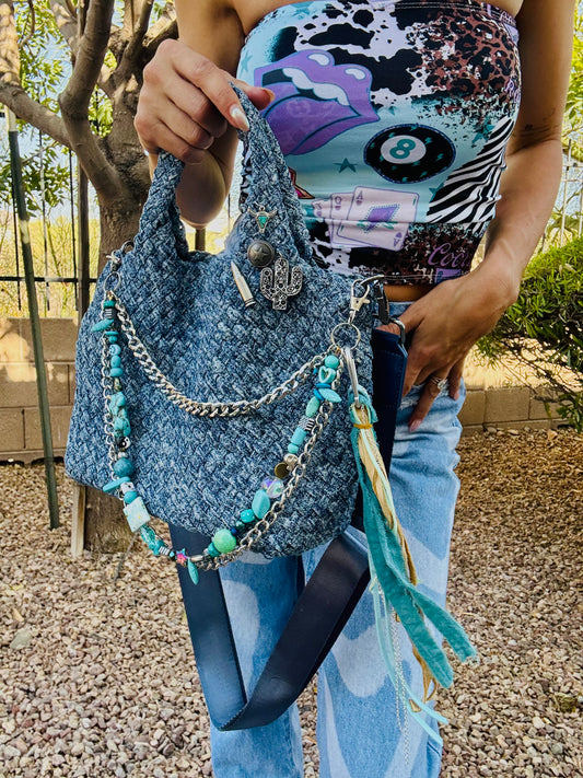 SAT- #7 LIMITED EDITION DENIM CROSSBODY TOTE