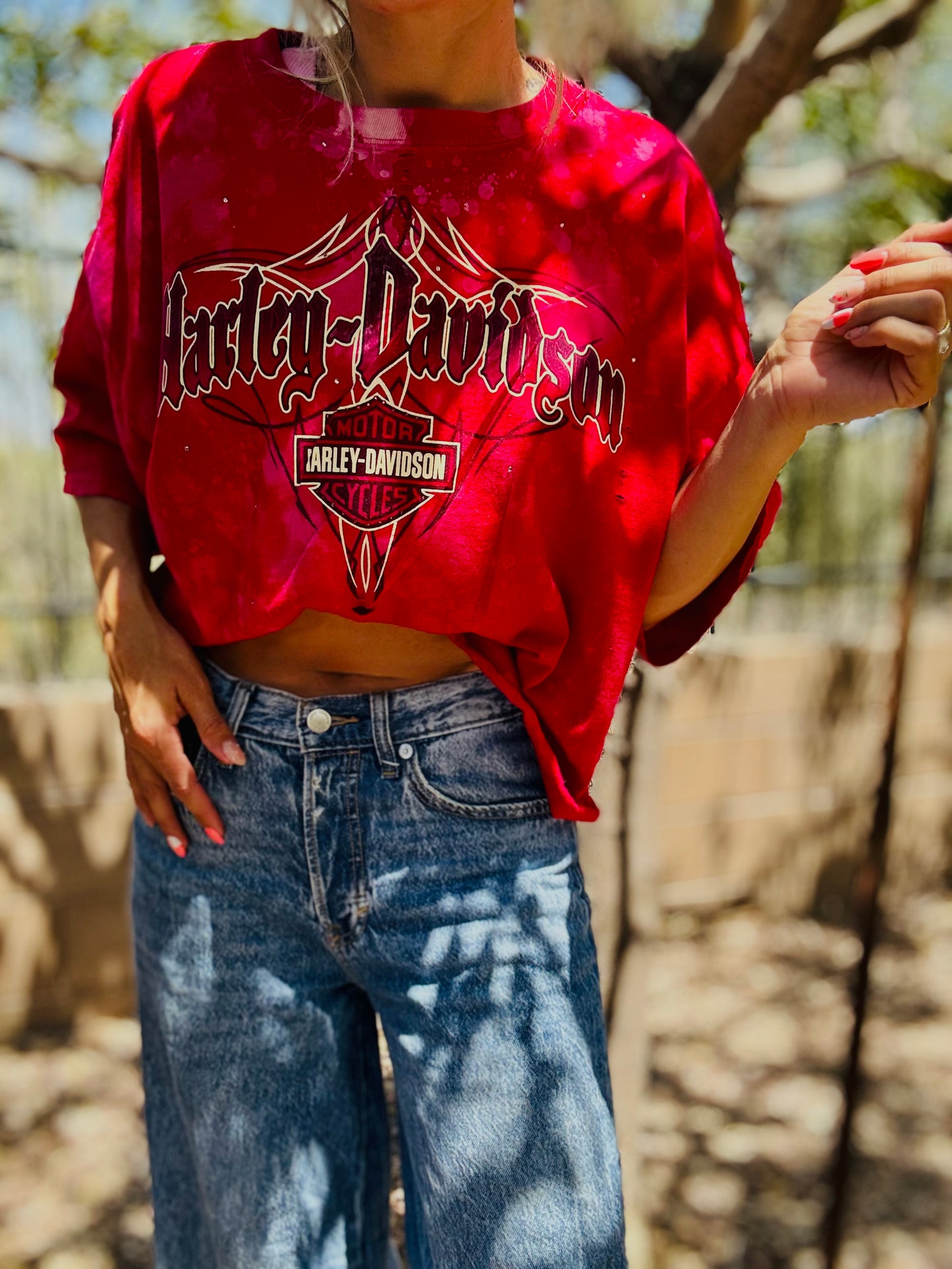 HD-AUTH TAG VINTAGE HD RED THUNDER MOUNTAIN - MENS 2XL ( cut a little smaller fit like XL wide)