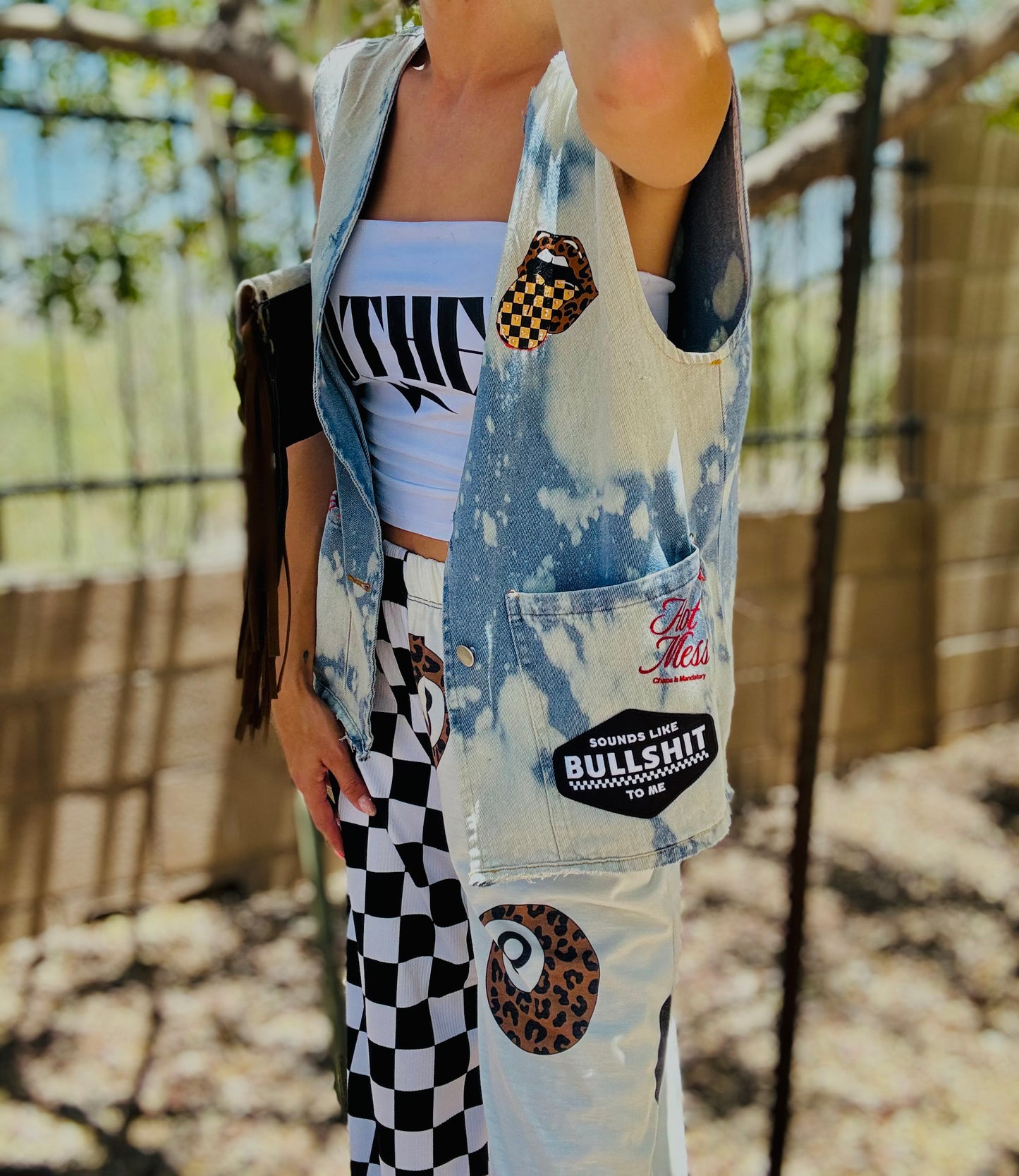 RTS-REBEL BABE EDGY AND DISTRESSED ONE OF A KIND -Slouchy DENIM VEST