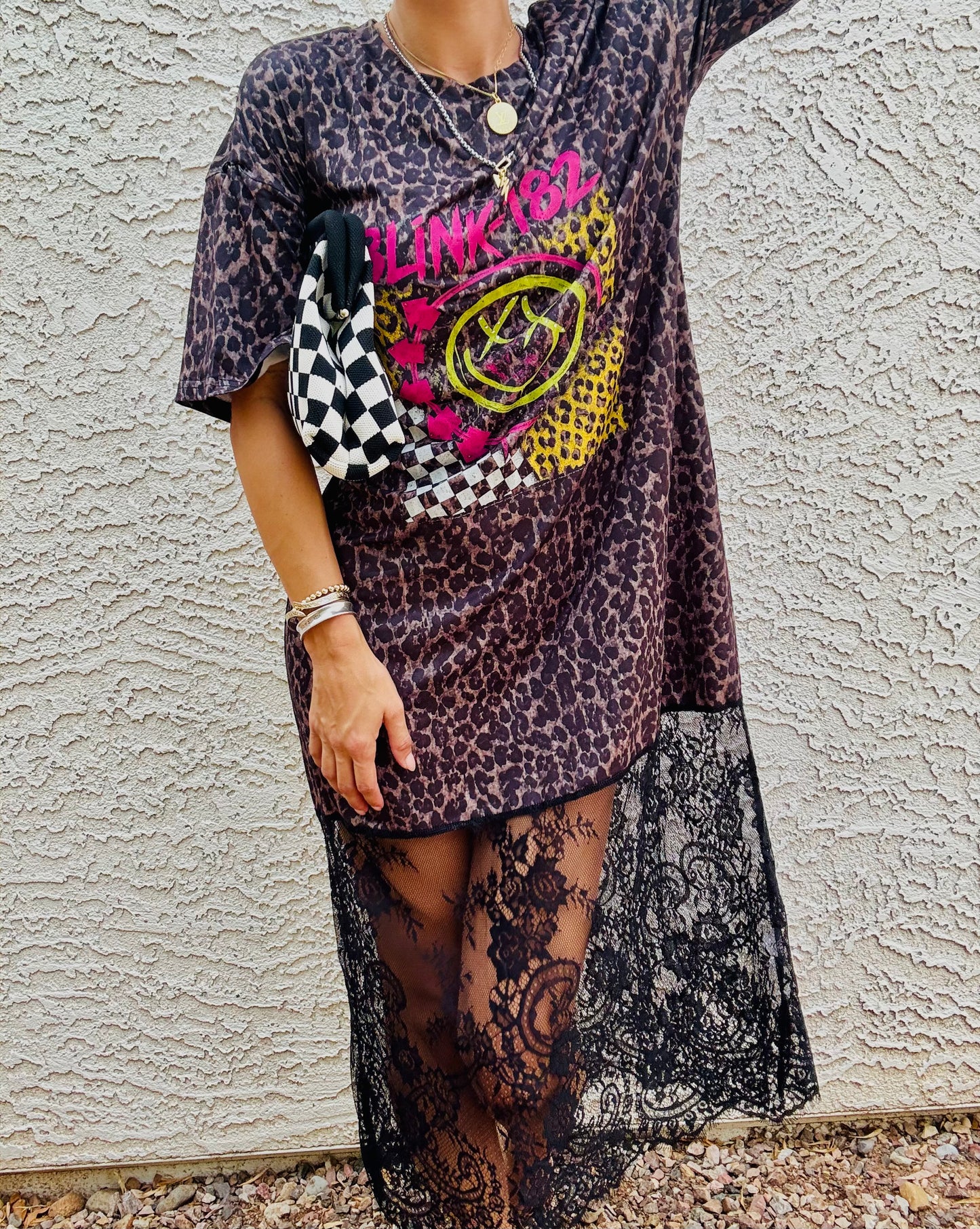 AUG- LEOPARD TSHIRT LACE DRESS WITH BAND BADDIE DETAILS SIZE SMALL TAGGED BUT RUNS BIG. SMALL/MEDIUM