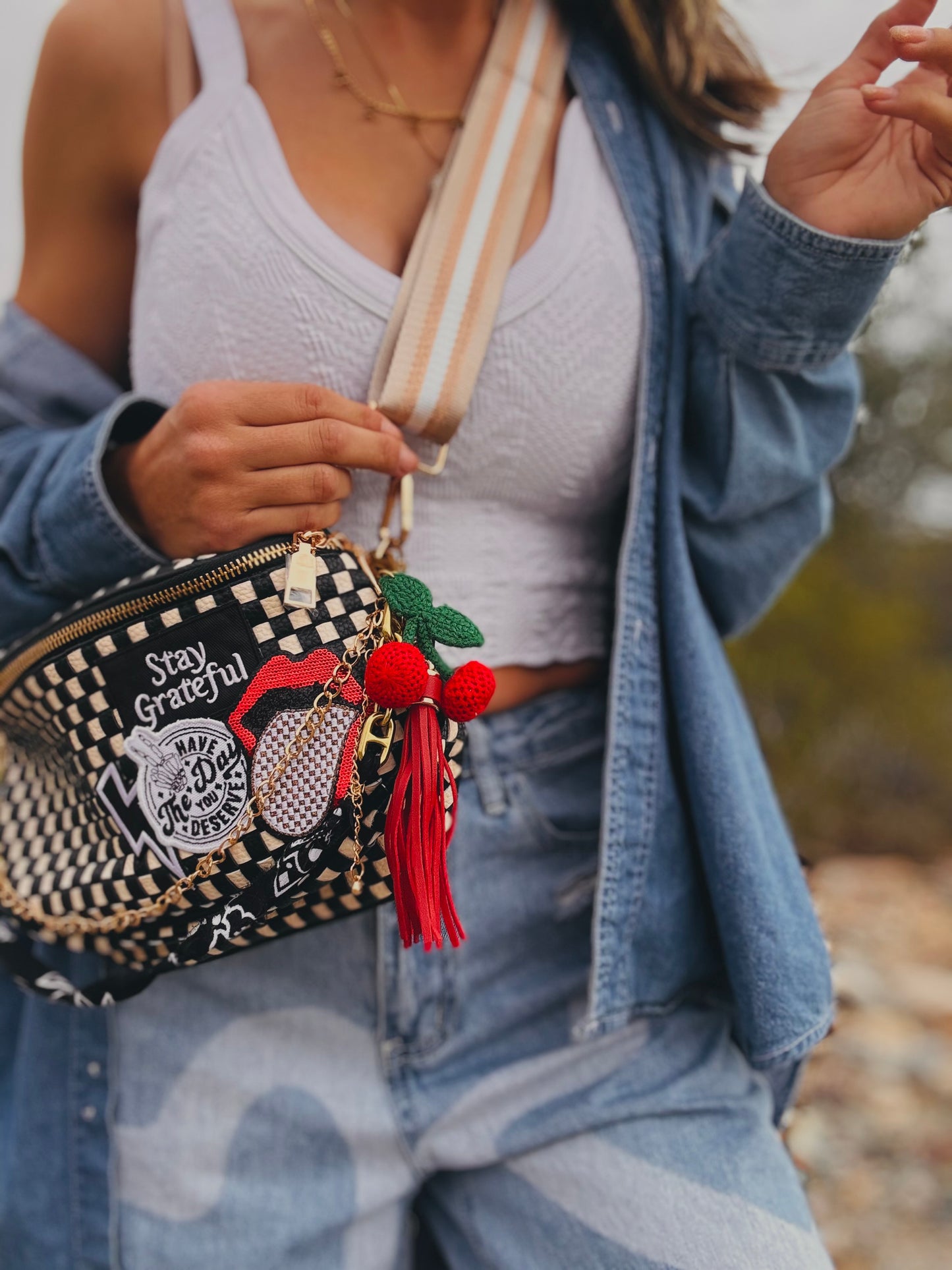 NY-day you deserve stay grateful red bombshell OG 2 +2 straps +PHOENIX BAG