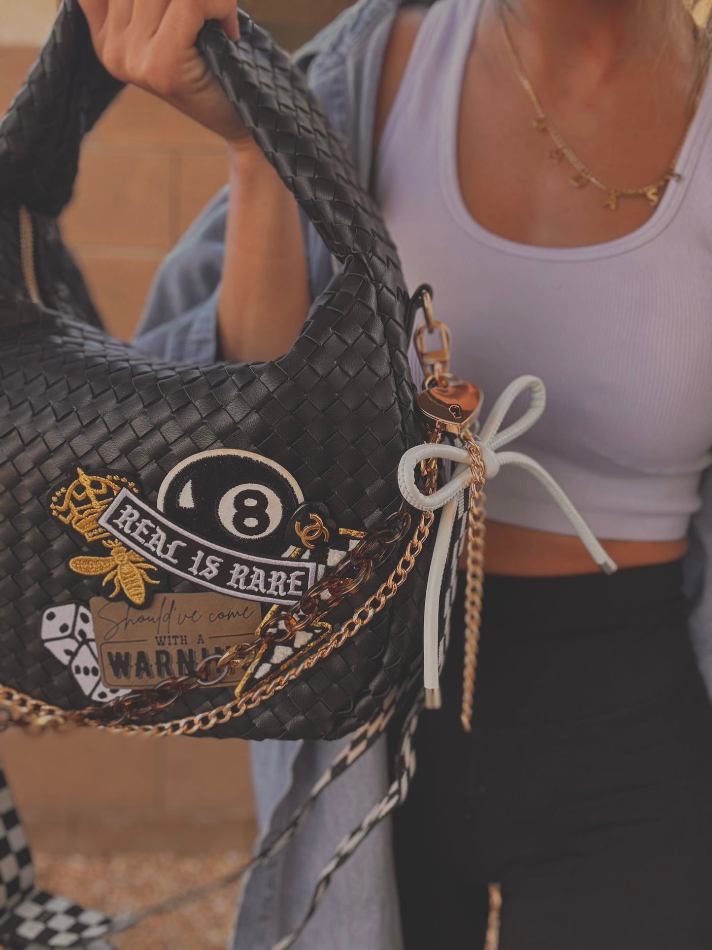 FC-Real is Rare+ come with a warning UPCYCLED Authentic button +black bag   *CHANDLER BAG**