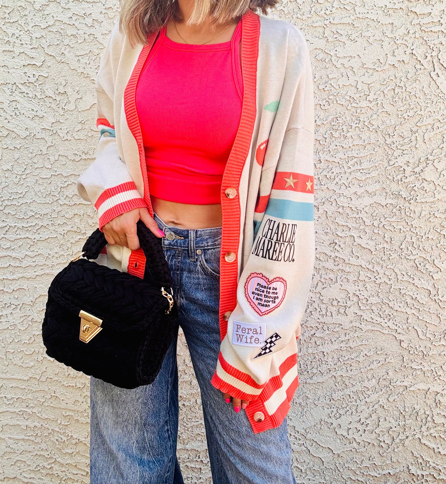 BBH-CHERRY BOMBER CARDIGAN + feral wife +￼ CM CO. babes