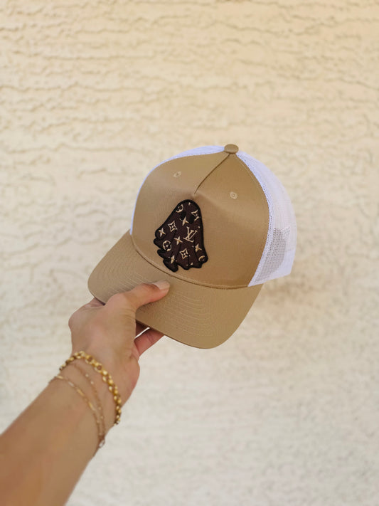 BOO-brown boojee ghost - creme canvas & mesh snapback