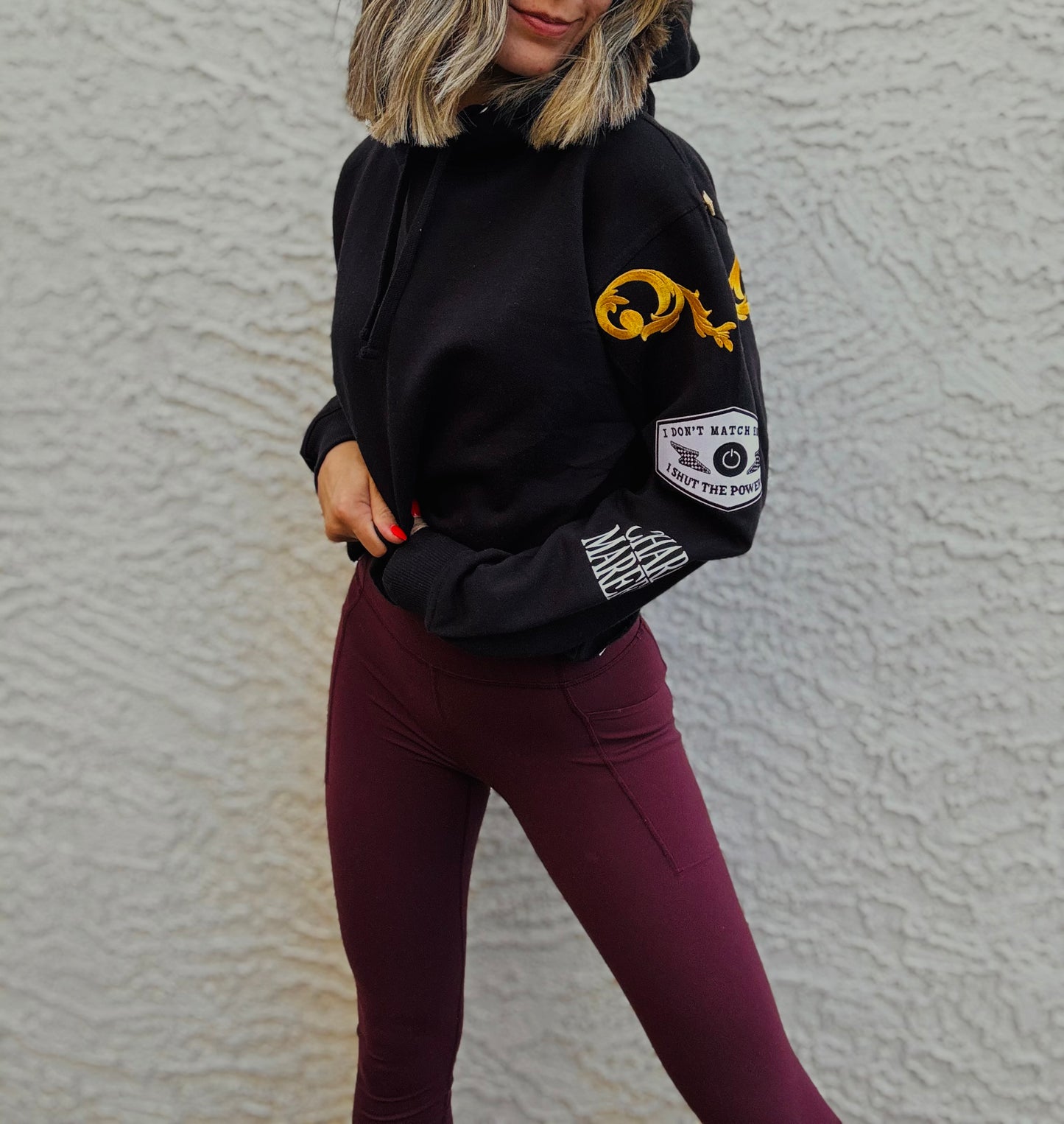BBH1-Betty Button Hoodie-BlacK match energy