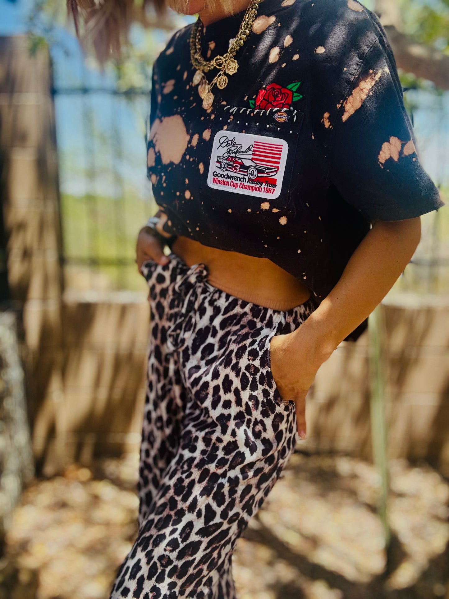 TEE-  red race babe  -HUSBAND POCKET SHIRT - MEDIUM