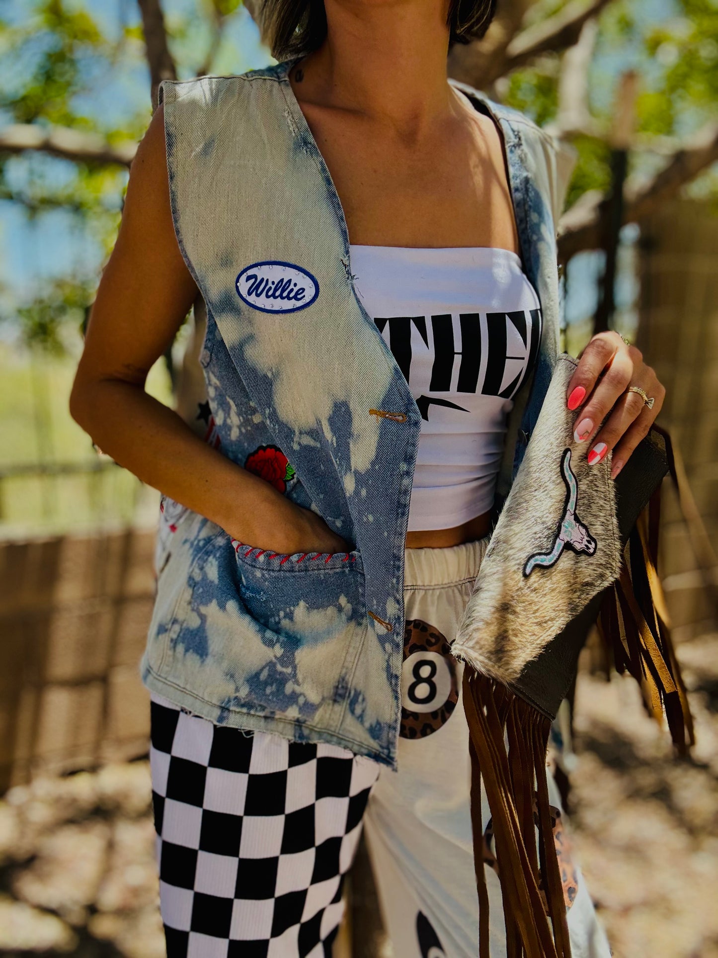 RTS-REBEL BABE EDGY AND DISTRESSED ONE OF A KIND -Slouchy DENIM VEST