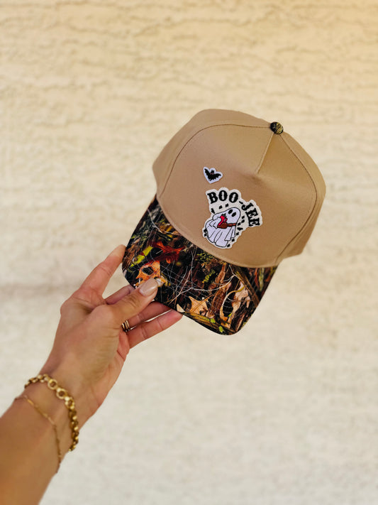 BOO- pink Boo-Jee Stanley ghost with bat-vintage canvas CAMO snapback