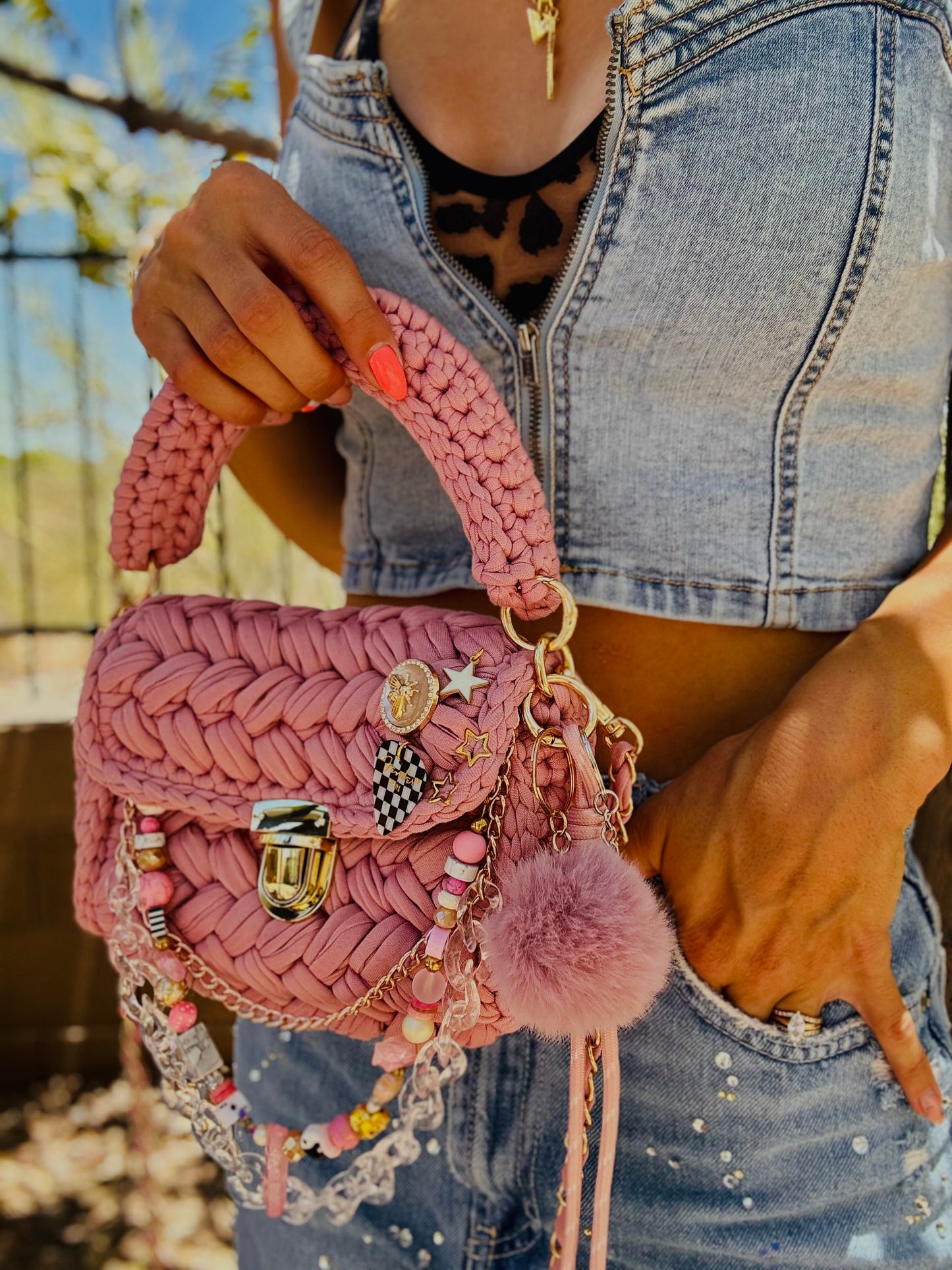 RG- petal pink crystal and fender+ THE SERENA (medium bag)