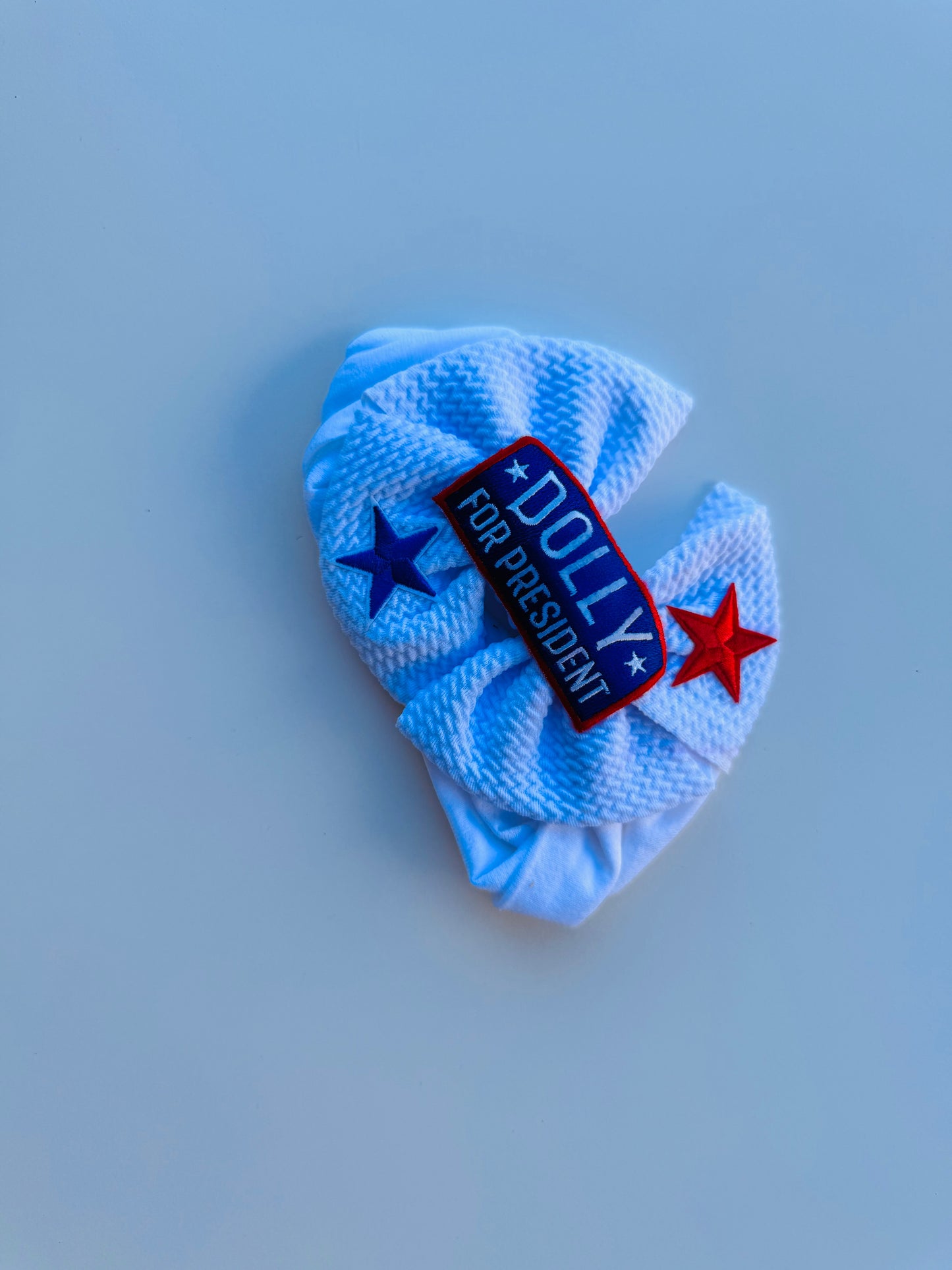 Bfs-baby elastic headband bow patched Dolly for president