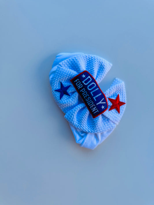 Bfs-baby elastic headband bow patched Dolly for president