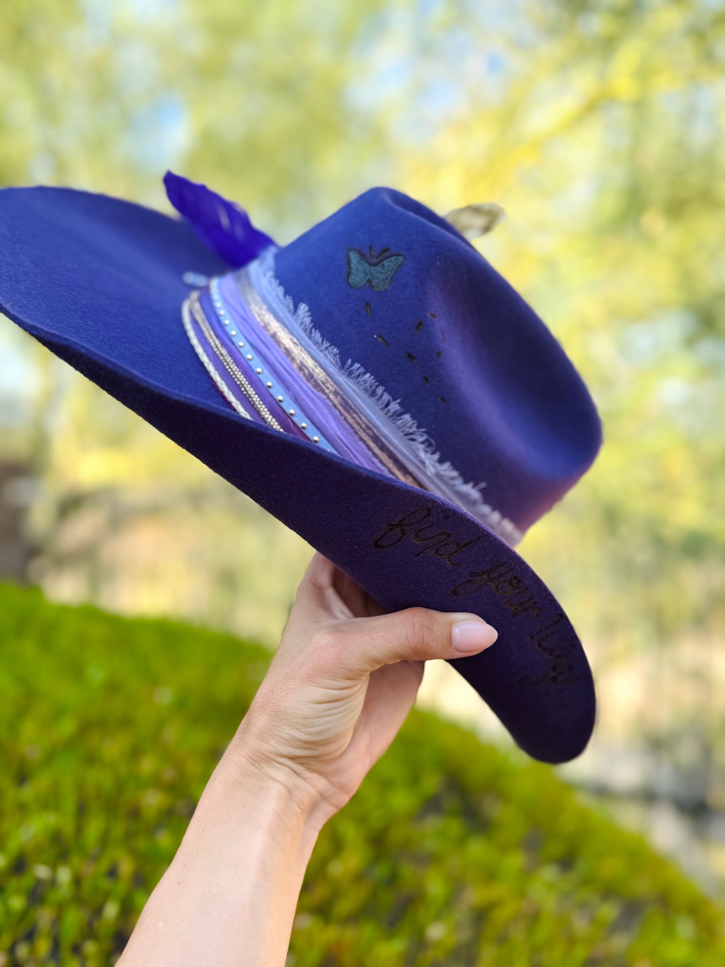 NU-find your wings purple -Traditional Cowboy fit American Hat Co. felt Medium adjustable