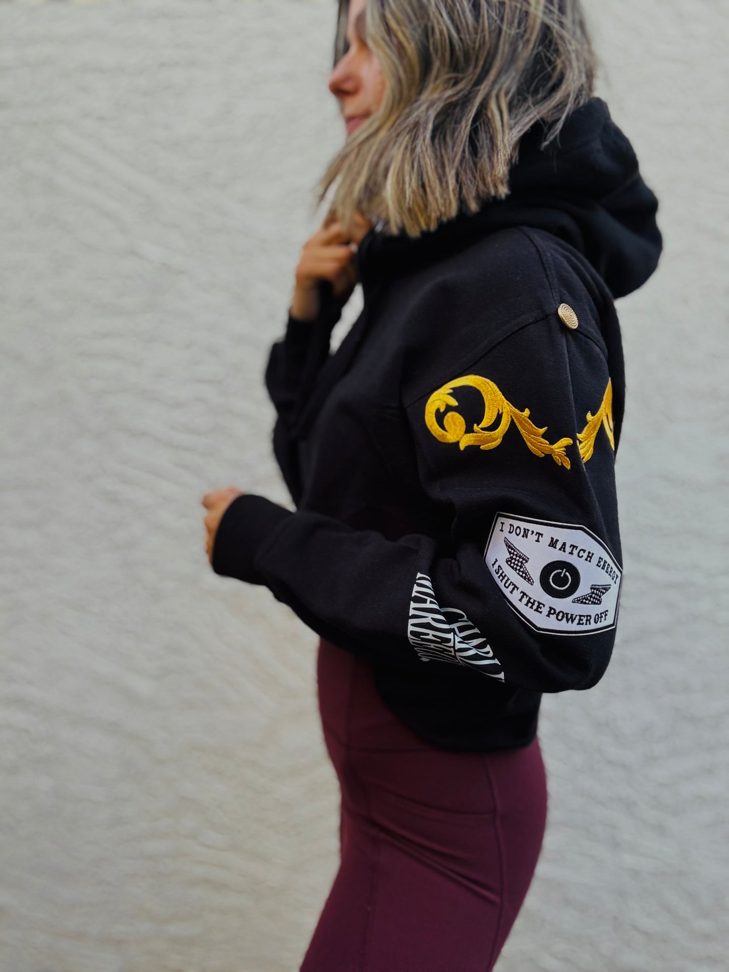 BBH1-Betty Button Hoodie-BlacK match energy