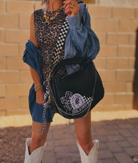 LF-long live, rad women, real is rare, lace, bow+black bag   *CHANDLER BAG**