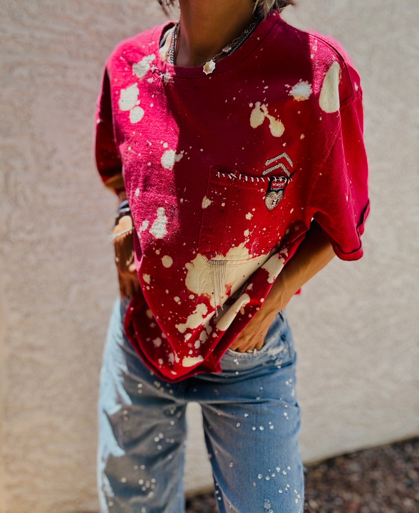 TEE- red bombshell POCKET SHIRT - MENS 2XL CUT
