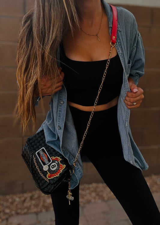 HA-bike babe 8ball Upcycled CC BUTTON LUX CHAIN +*Scottsdale 2-1*