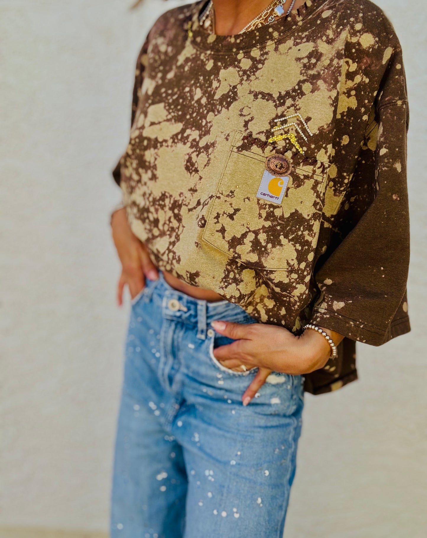 HD- rustic brown DISTRESSED POCKET SHIRT - MENS 2XL CUT