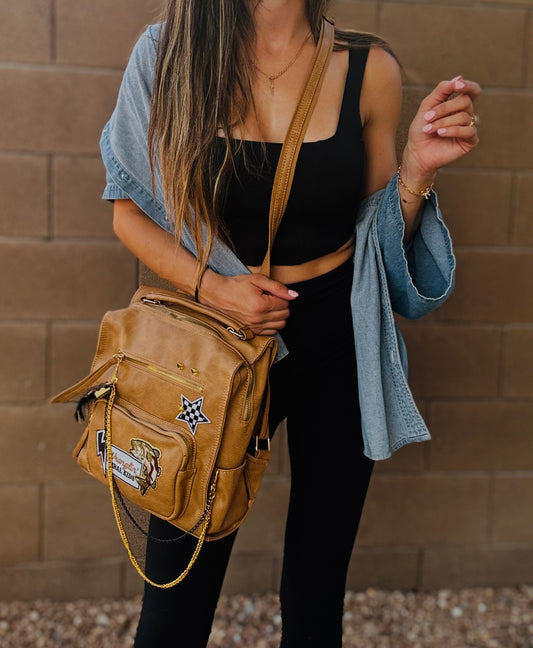 HA- wranglin feral kids  -tan  *PAYSON BAG**