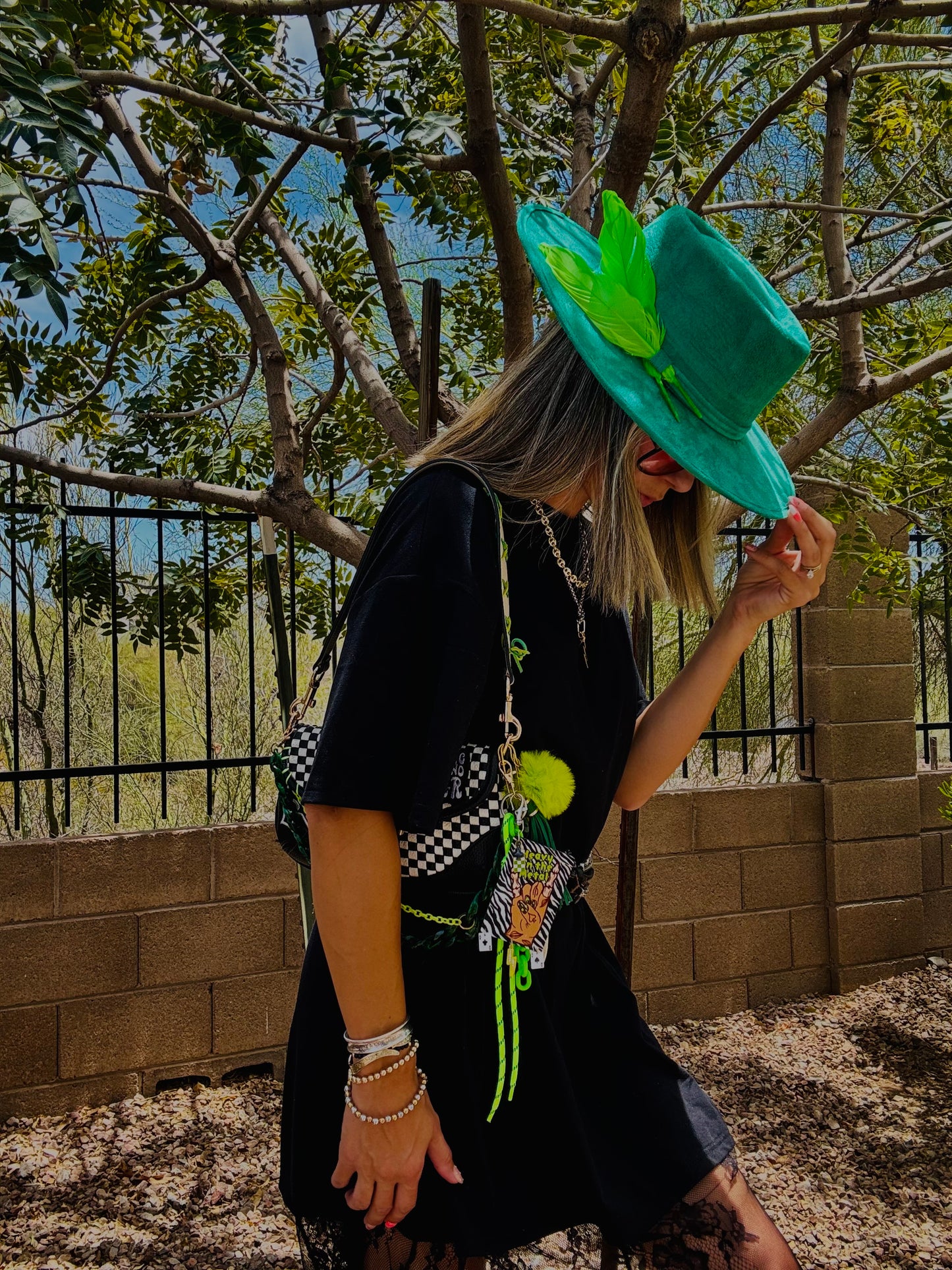 CO-neon heavy metal grunge +2-1 ** The Peoria** 3 STRAPS INLUDED - can be worn 4 ways