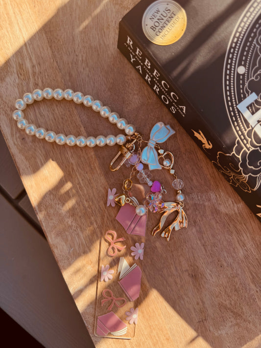 BBC-hand beaded+pink bows and books