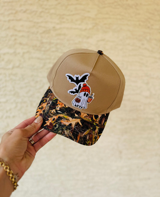 BOO-BEANIE GHOSTIE AND BATS- vintage canvas CAMO snapback