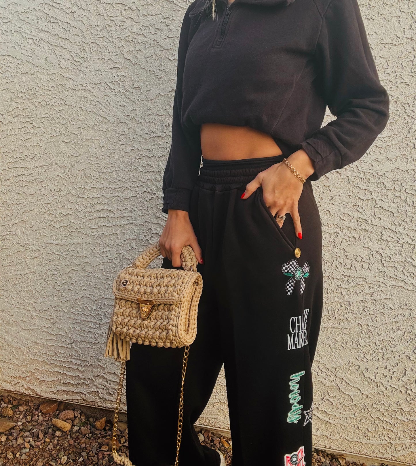 BBH -Button Betty Sweatpants- 3 BLACK