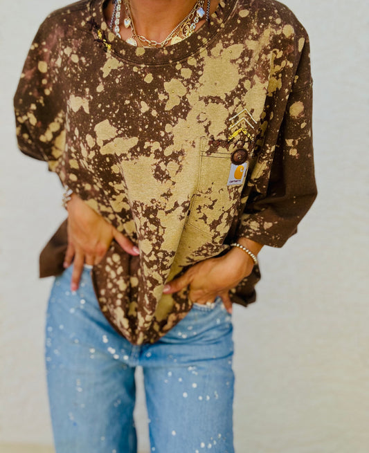HD- rustic brown DISTRESSED POCKET SHIRT - MENS 2XL CUT