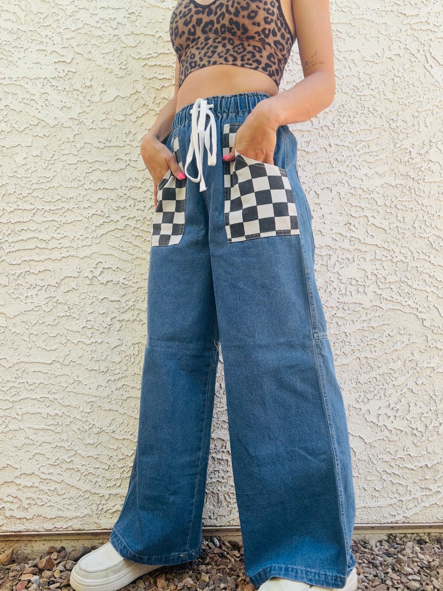 CB- CHECKERED CHARLIE +Wide Everyday leg denim