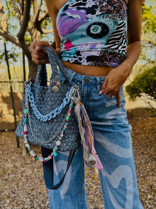 SAT- #9- LIMITED EDITION DENIM CROSSBODY TOTE