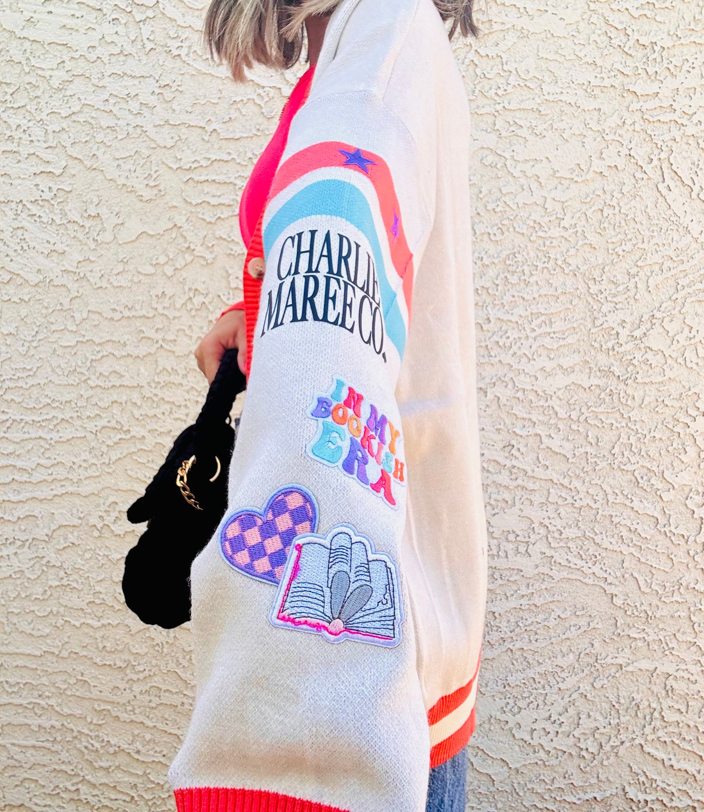 BBH-CHERRY BOMBER CARDIGAN + in my book era +￼ CM CO. babes